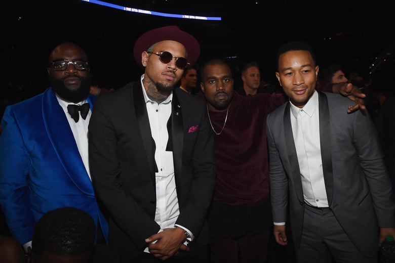 Rick Ross, Chris Brown, Kanye West, and John Legend.